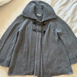 Women's Gray Hooded Knit Cardigan with Toggle Closures